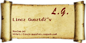 Lincz Gusztáv névjegykártya